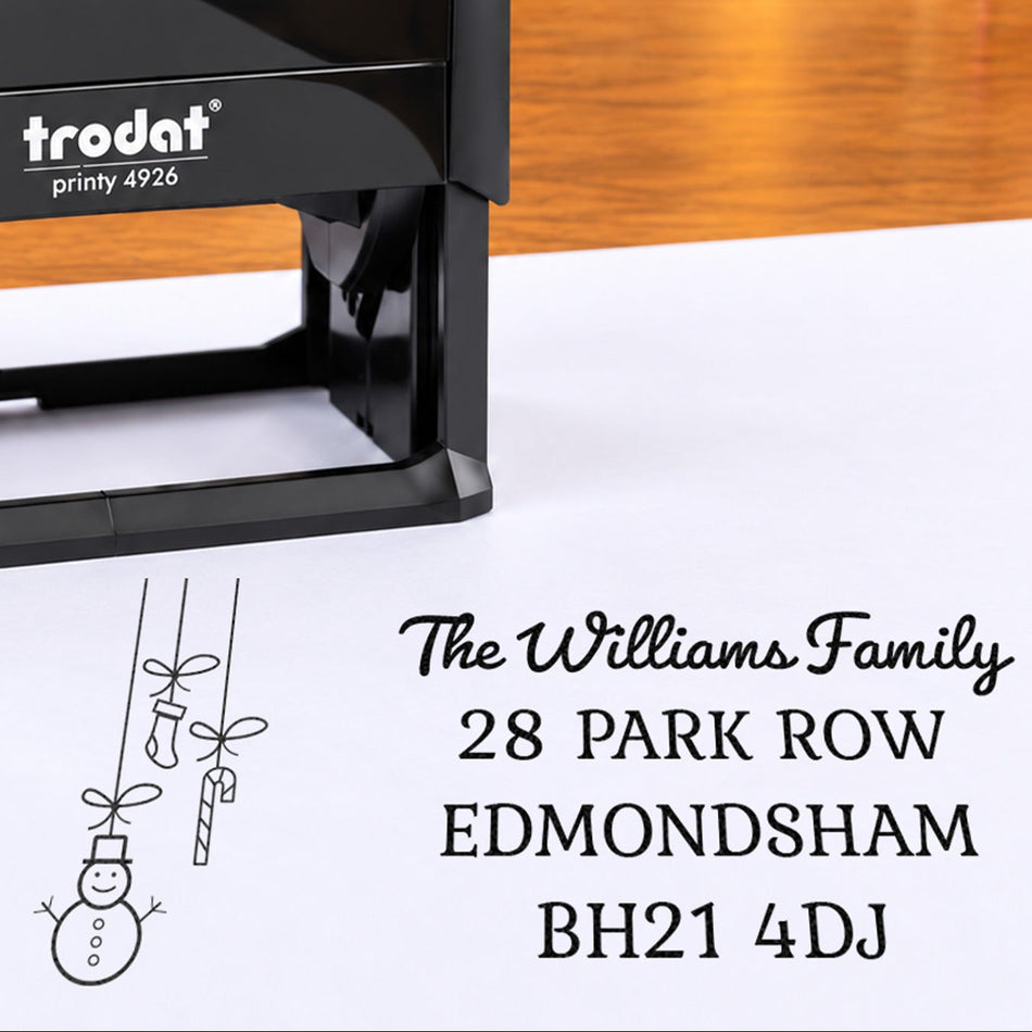 Trodat Printy 4926 | Snowman Address Christmas Rubber Stamp | 75 x 38mm