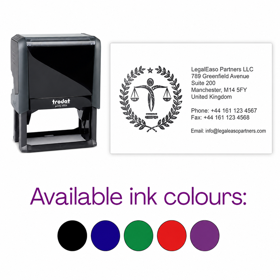 Custom Text and Logo Stamp | 75 x 38mm | Trodat Printy 4926 Business Packaging Stamp