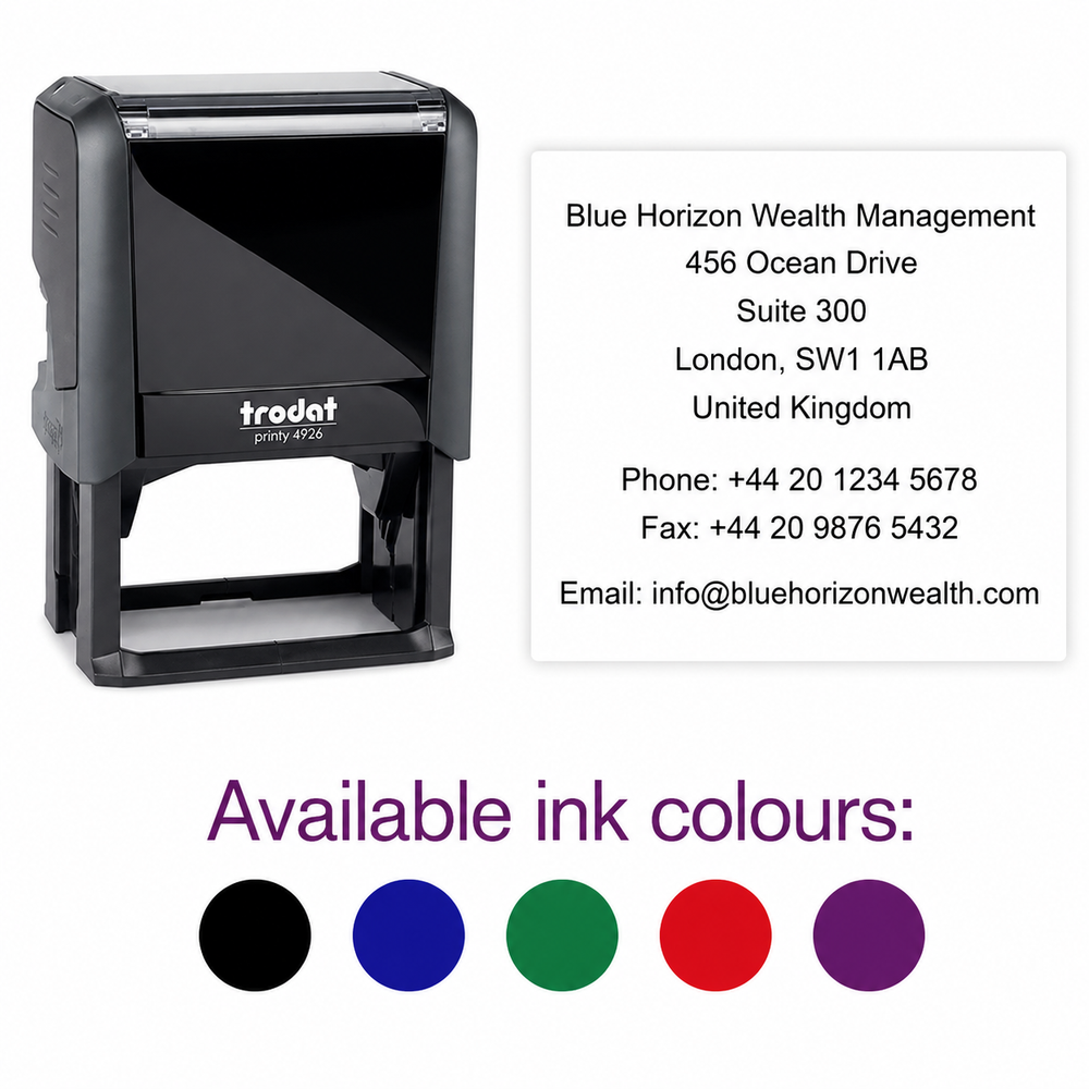 Large Custom 8 Lines Text Stamp | 75 x 38mm | Trodat Printy 4926