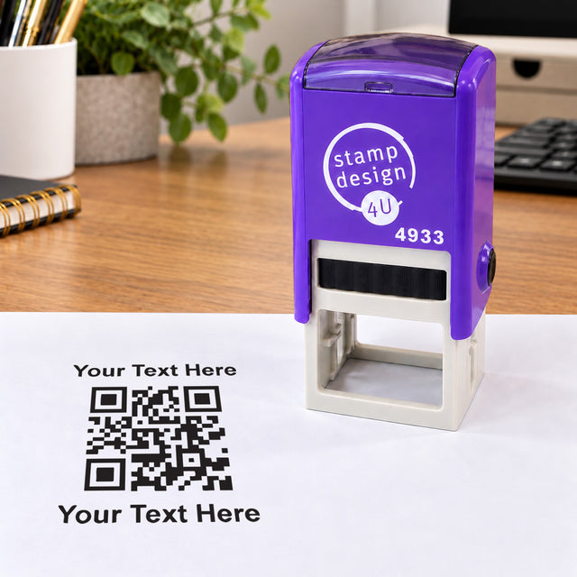 SD4U 4933 - 25 x 25mm - Personalised QR Stamp - QR Code and up to 2 Lines of Text