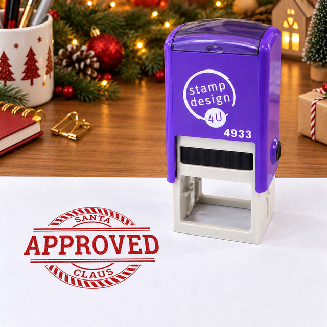 Santa's Santa Claus Approved Christmas Rubber Stamp in 3 Ink Colours