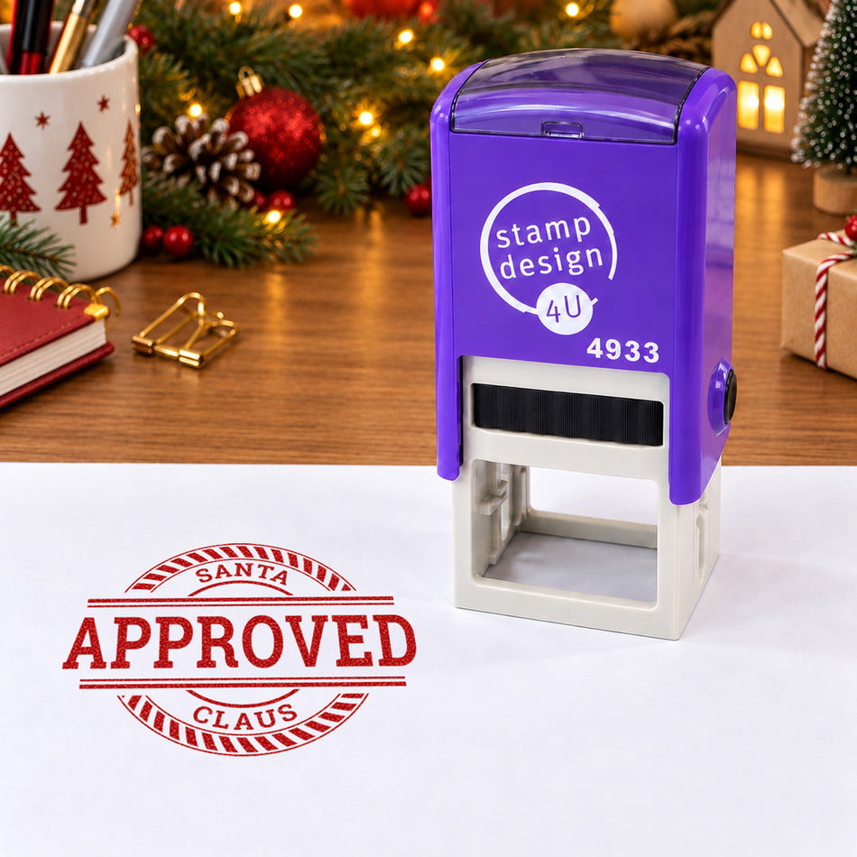 Santa's Santa Claus Approved Christmas Rubber Stamp in 3 Ink Colours