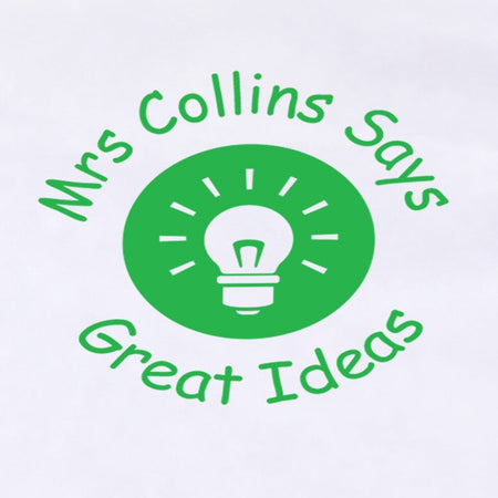 Close-up of a green personalised Light Bulb teacher stamp sample impression with light bulb design