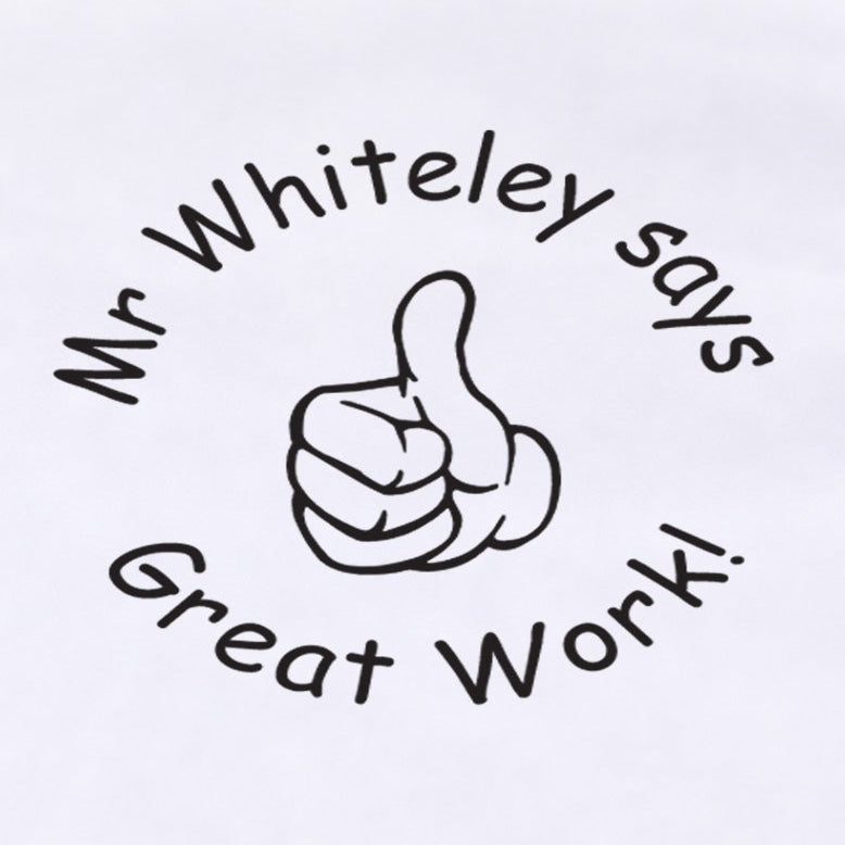 Personalised Teacher Stamp with Thumbs Up Icon | Custom Name Classroom Stamp | Self Inking School Stamp 25 x 25mm