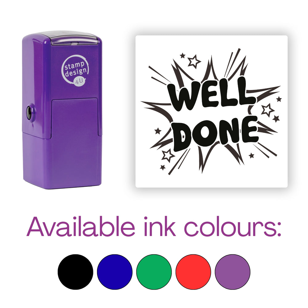 Well Done Teacher Stamp | Schoolwork Praise & Reward Stamp | Self Inking Classroom Marking Stamp – Black