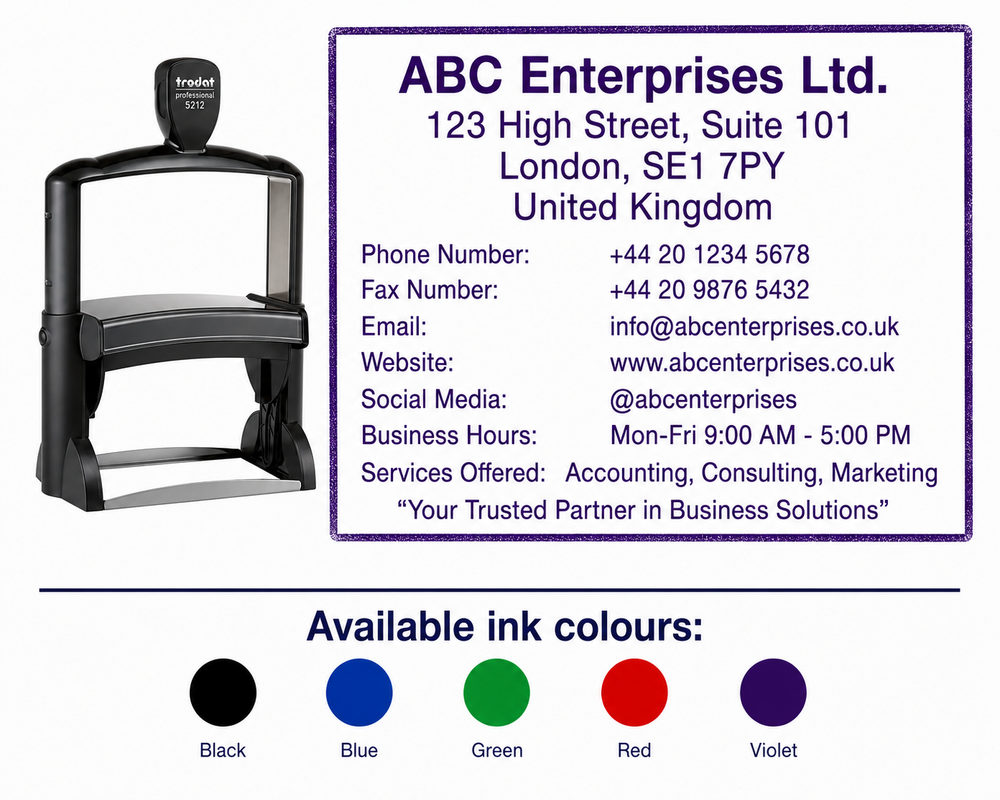 14 Line Custom Text Stamp Huge Print Area | 116 x 70mm Trodat Professional 5212