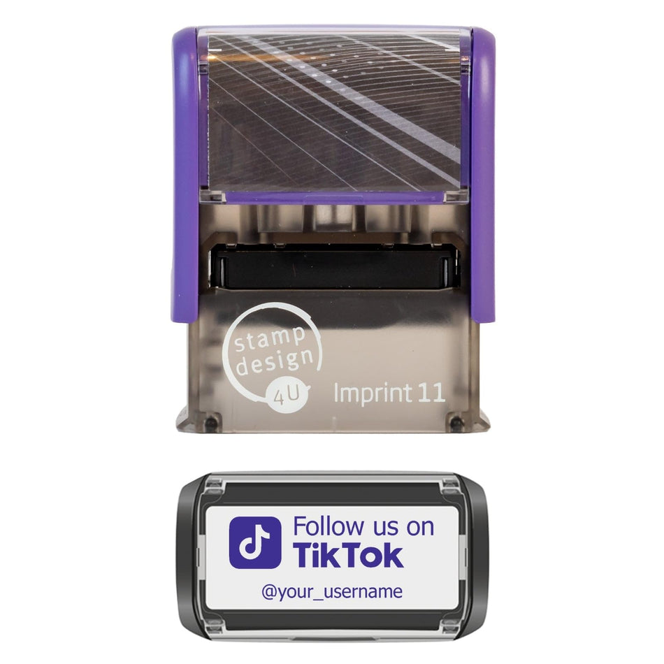 SD4U Imprint 11 |  Follow us on TikTok Social Media Rubber Stamp in 5 Ink Colours | 37 x 13mm