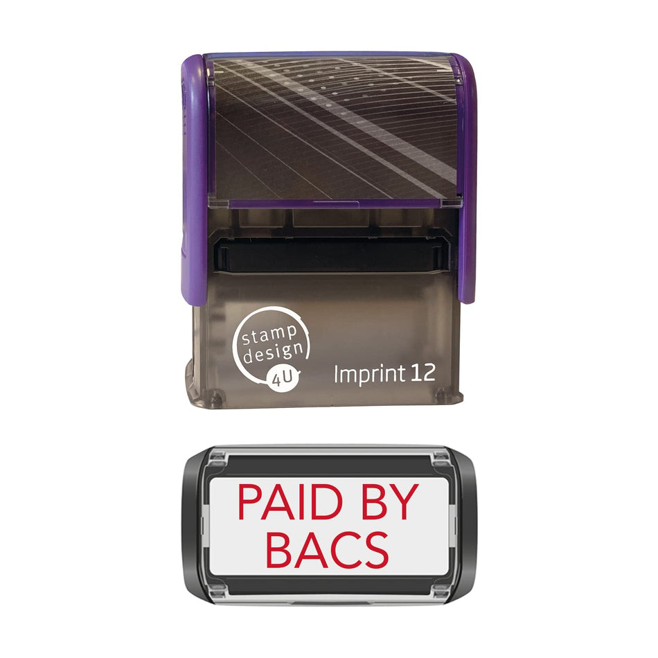 SD4U Imprint 12 PAID BY/WITH Stamps BACS, Card, Cash, Paypal, Thanks, Debit, Credit in Red Ink