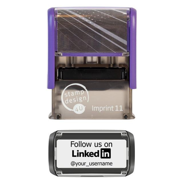 SD4U Imprint 11 | Follow us on LinkedIn Social Media Rubber Stamp in 5 Ink Colours | 37 x 13mm – Black