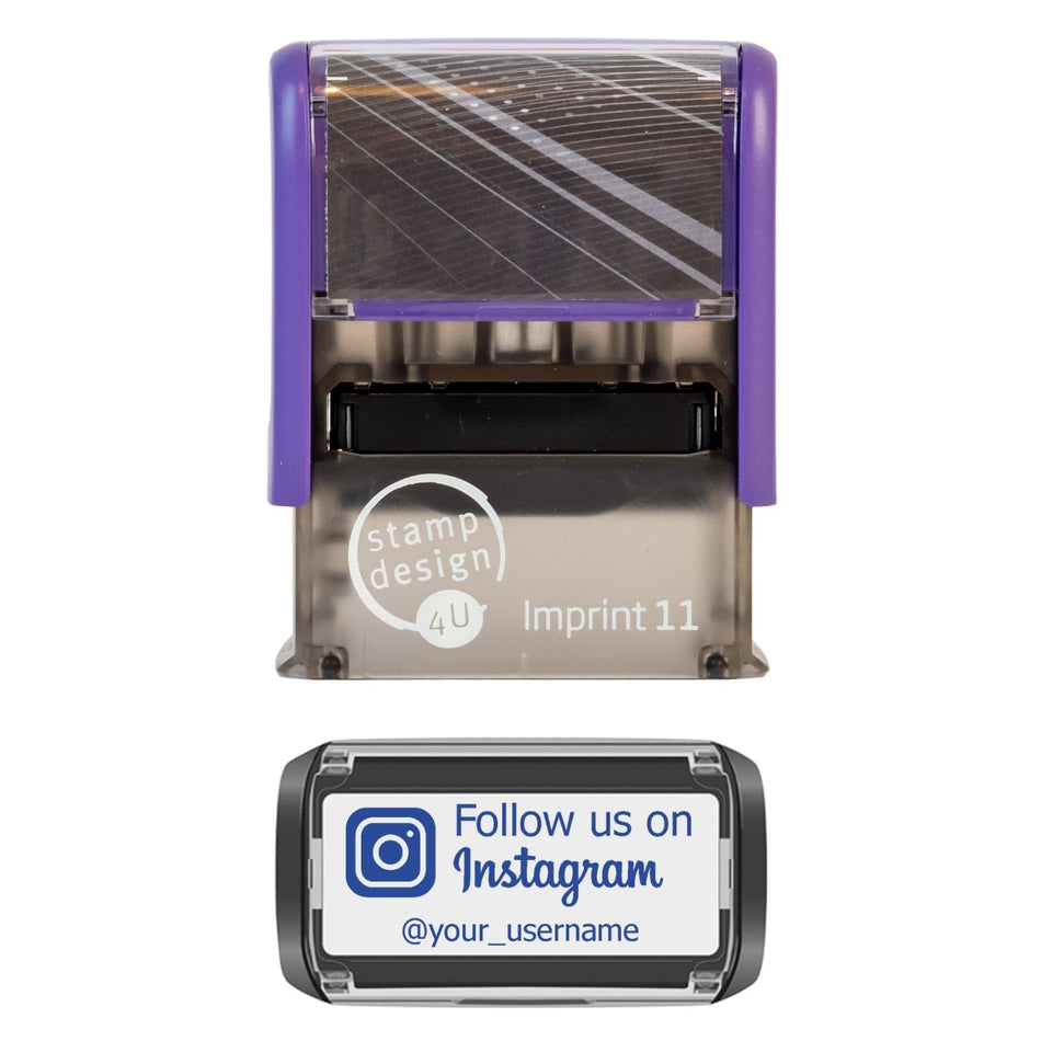 SD4U Imprint 11 |  Follow us on Instagram Social Media Rubber Stamp in 5 Ink Colours| 37 x 13mm