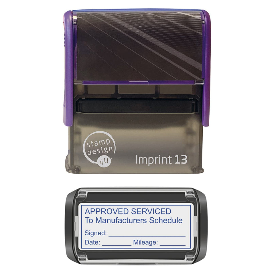 SD4U Imprint 13 | Approved Serviced to Manufacturers Schedule Rubber Stamp