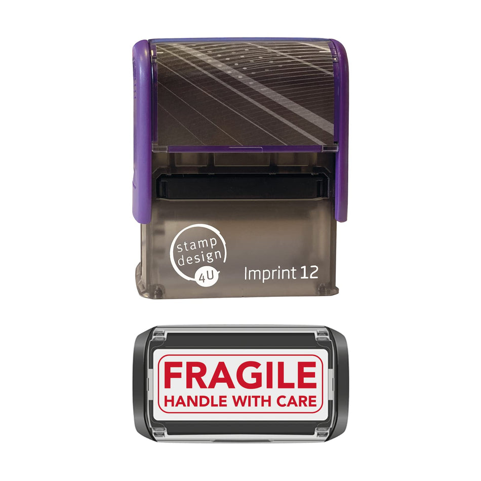 SD4U Imprint 12 FRAGILE Stamps, Do Not Bend, Glass, Do Not Stack, Handle with Care Stamp in Red Ink