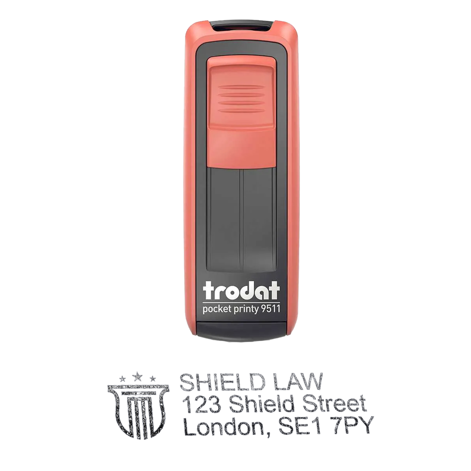 Trodat Printy 9511 Pocket Stamp | 3 Line Text & Logo Rubber Stamp | 38 x 14mm