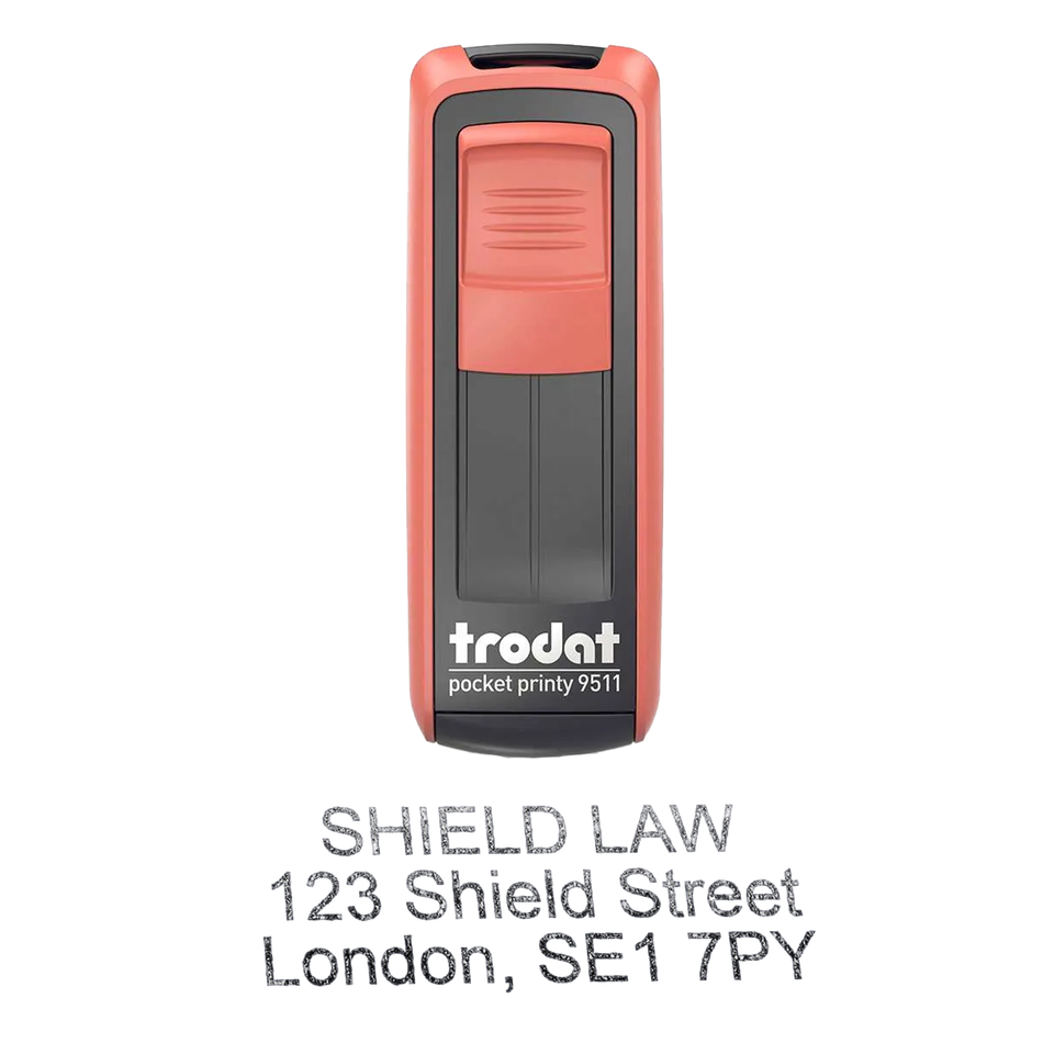 Trodat Printy 9511 Pocket Stamp | 3 Line Text Rubber Stamp | 38 x 14mm