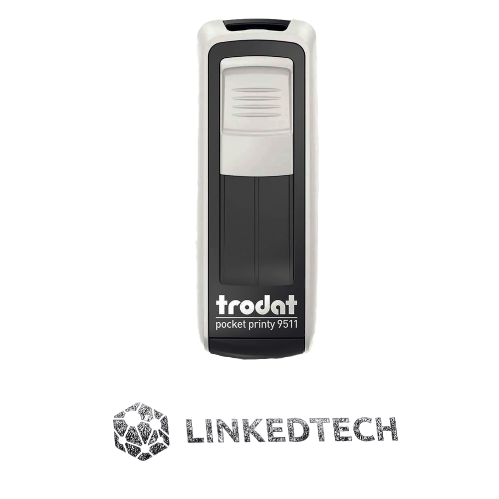 Custom Logo Stamp | Trodat Printy 9511 Pocket Stamp Self-Inking Portable Stamp – White/Black