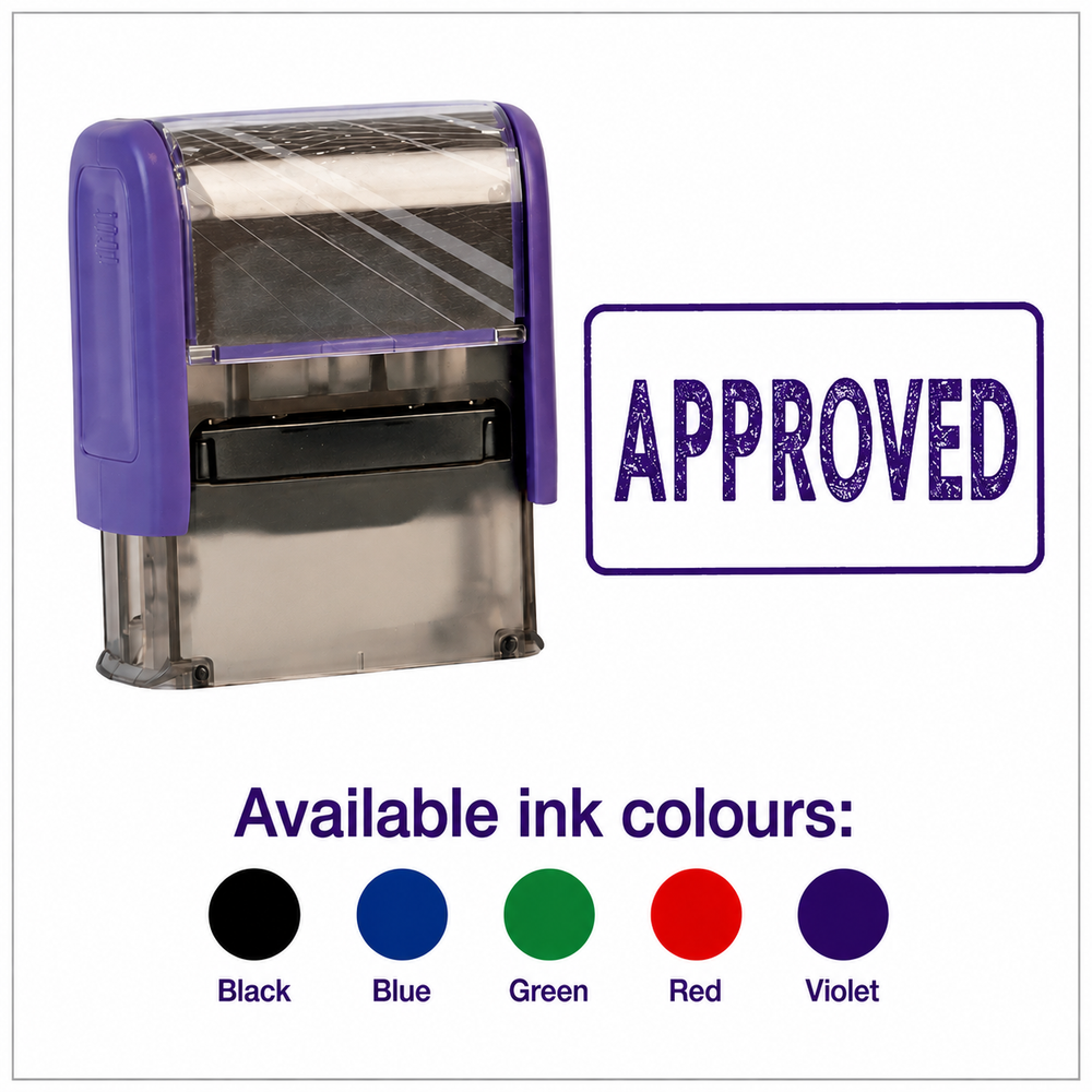 SD4U Imprint 11 APPROVED Word Stamp in 5 Ink Colours | 38 x 14mm – Black