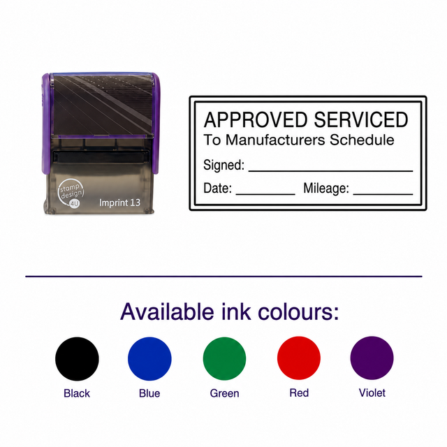 Approved Serviced To Manufacturers Schedule Stamp | Garage Service Book Maintenance Stamp