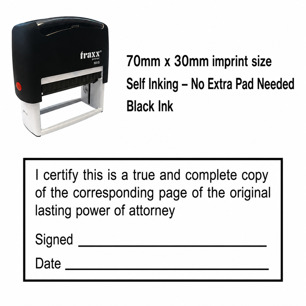 Original Certified Lasting Power of Attorney Stamp | LPA Verification Rubber Stamp | Legal, Probate & Professional Use