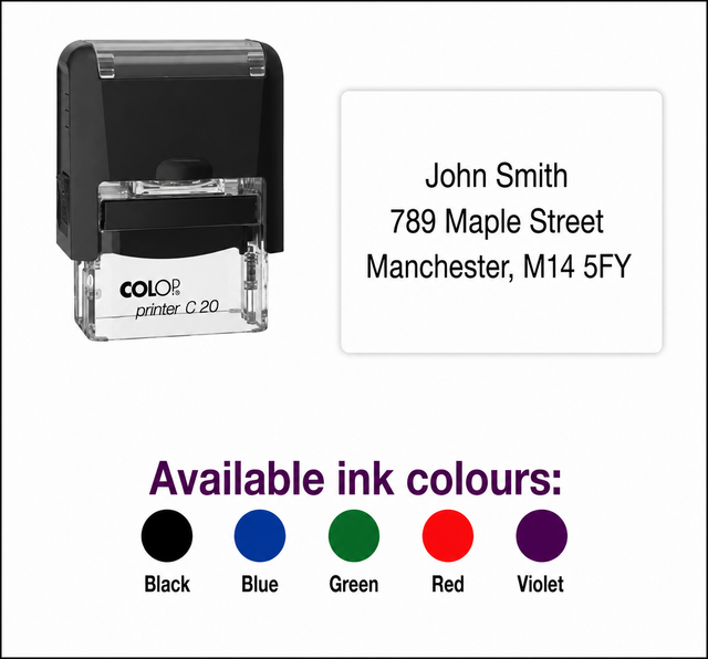 Colop Printer C20 | 3 Line Text Rubber Stamp | 37 x 13mm