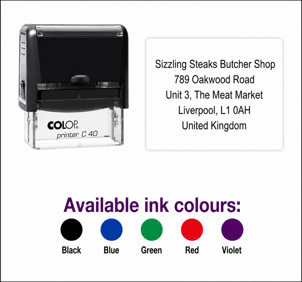 Colop Printer C40 | 5 Line Text Rubber Stamp | 57 x 21mm