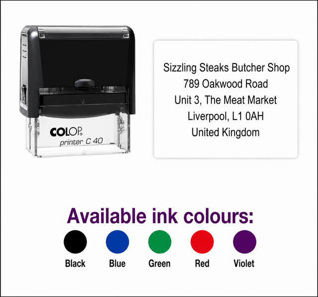 Colop Printer C40 | 5 Line Text Rubber Stamp | 57 x 21mm