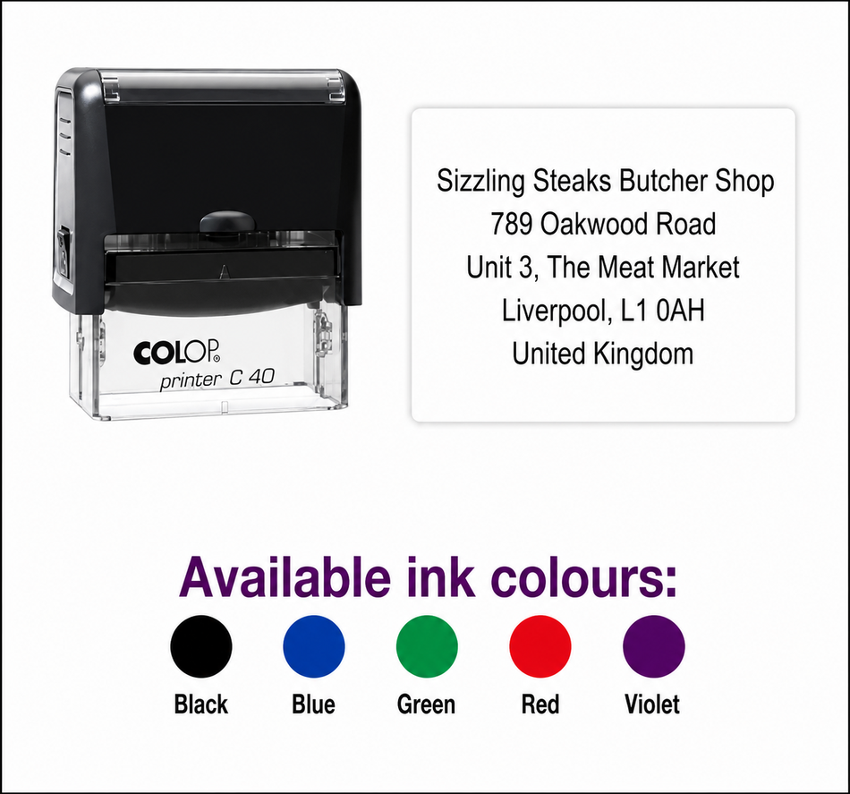 Colop Printer C40 | 5 Line Text Rubber Stamp | 57 x 21mm