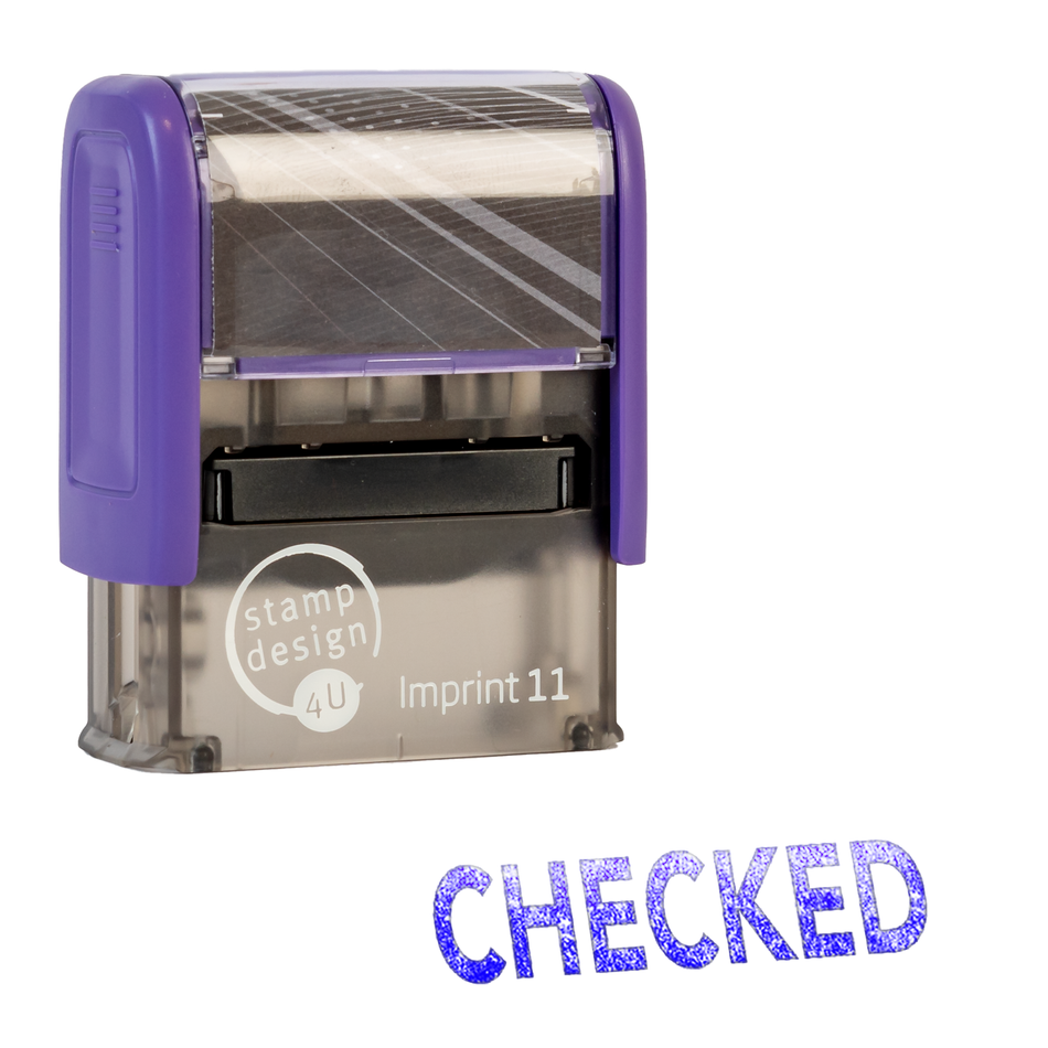 SD4U Imprint 11 CHECKED Word Stamp in 5 Ink Colours | 38 x 14mm