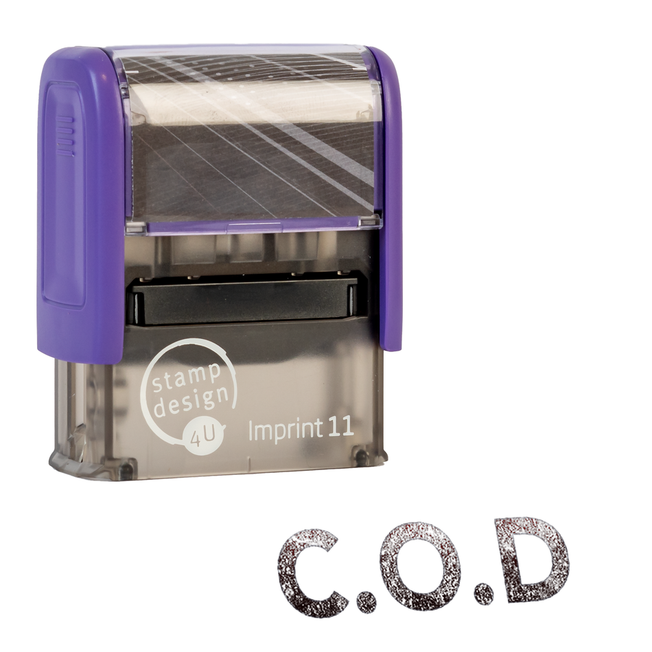 SD4U Imprint 11 C.O.D Word Stamp in 5 Ink Colours | 38 x 14mm