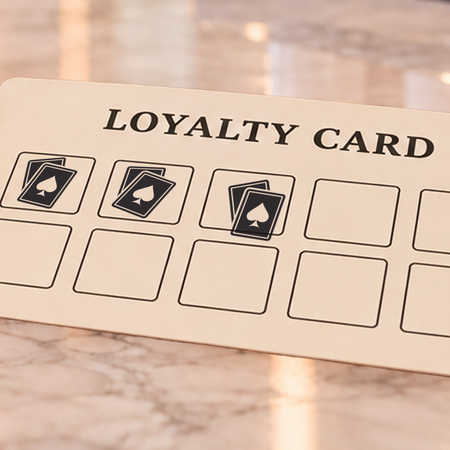 Close-up of black cards impressions on an example loyalty card