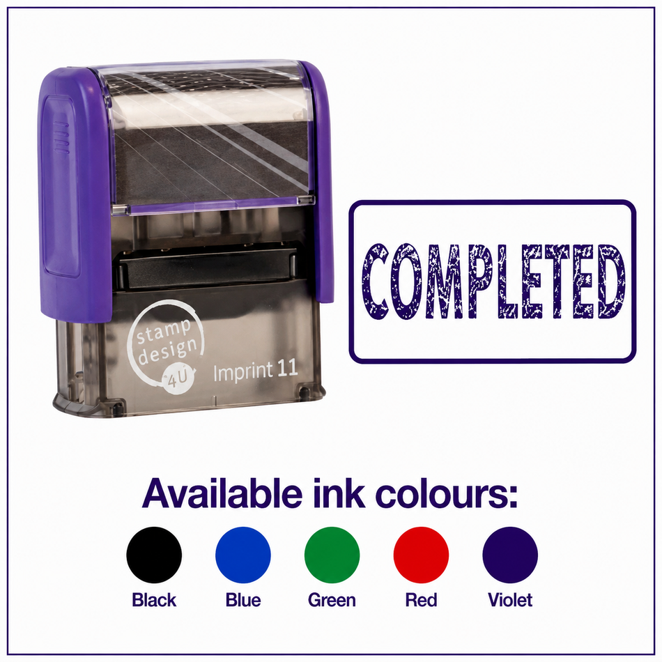 SD4U Imprint 11 COMPLETED Word Stamp in 5 Ink Colours | 38 x 14mm