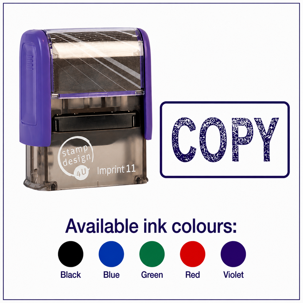 SD4U Imprint 11 COPY Word Stamp in 5 Ink Colours | 38 x 14mm – Black