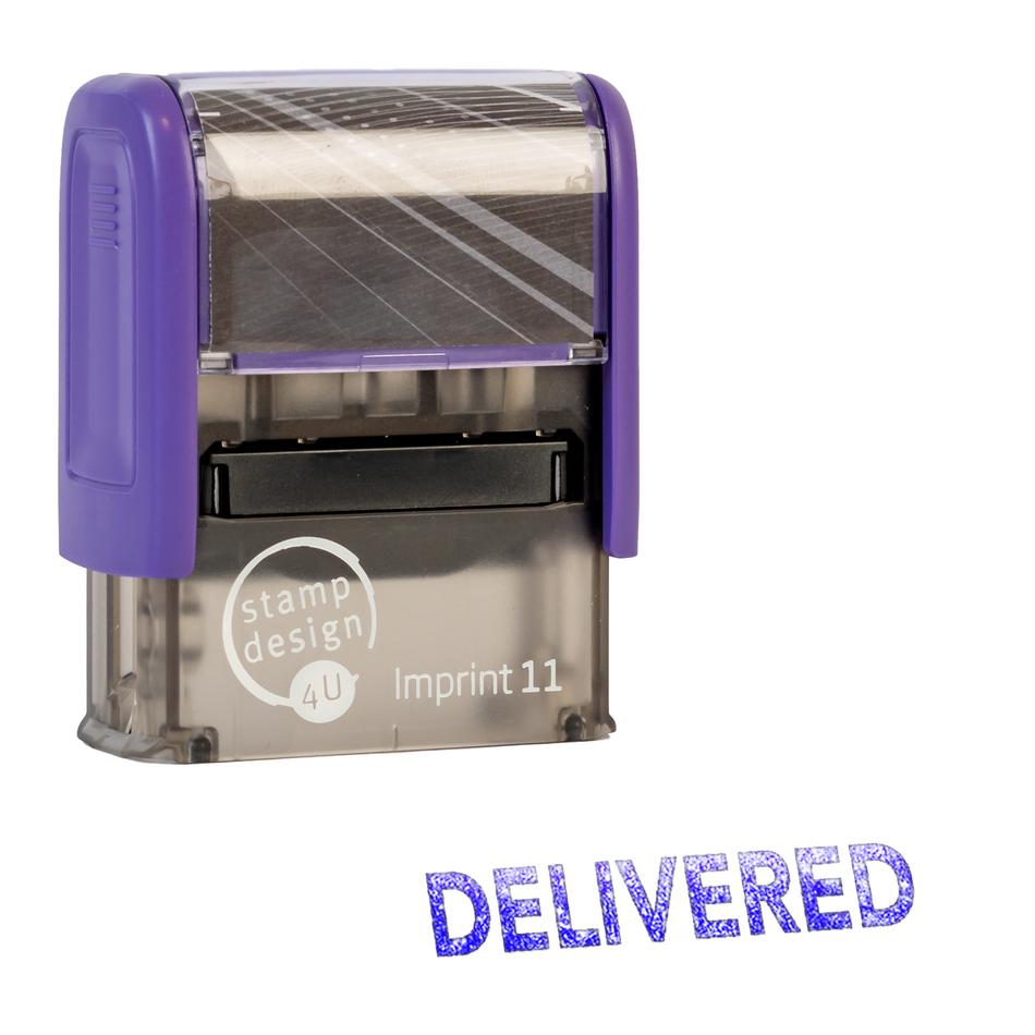 SD4U Imprint 11 DELIVERED Word Stamp in 5 Ink Colours | 38 x 14mm