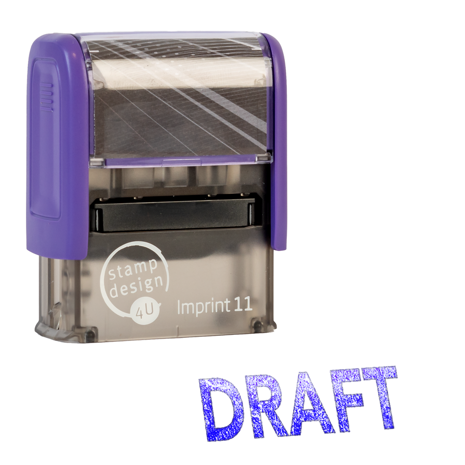 SD4U Imprint 11 DRAFT Word Stamp in 5 Ink Colours | 38 x 14mm