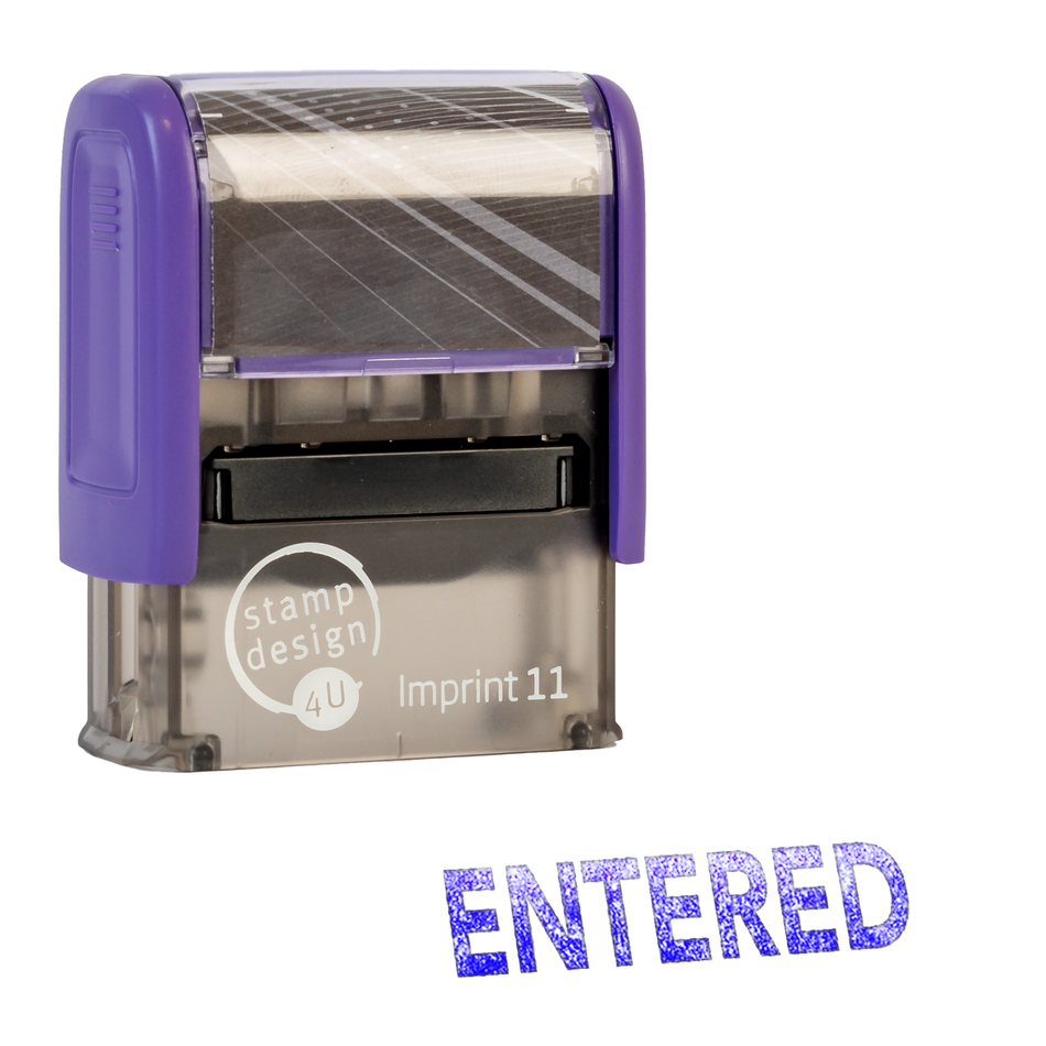 SD4U Imprint 11 ENTERED Word Stamp in 5 Ink Colours | 38 x 14mm