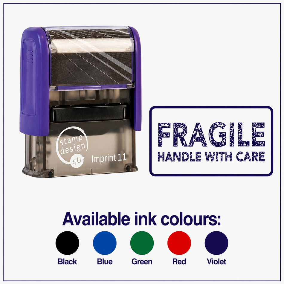 SD4U Imprint 11 FRAGILE Word Stamp in 5 Ink Colours | 38 x 14mm