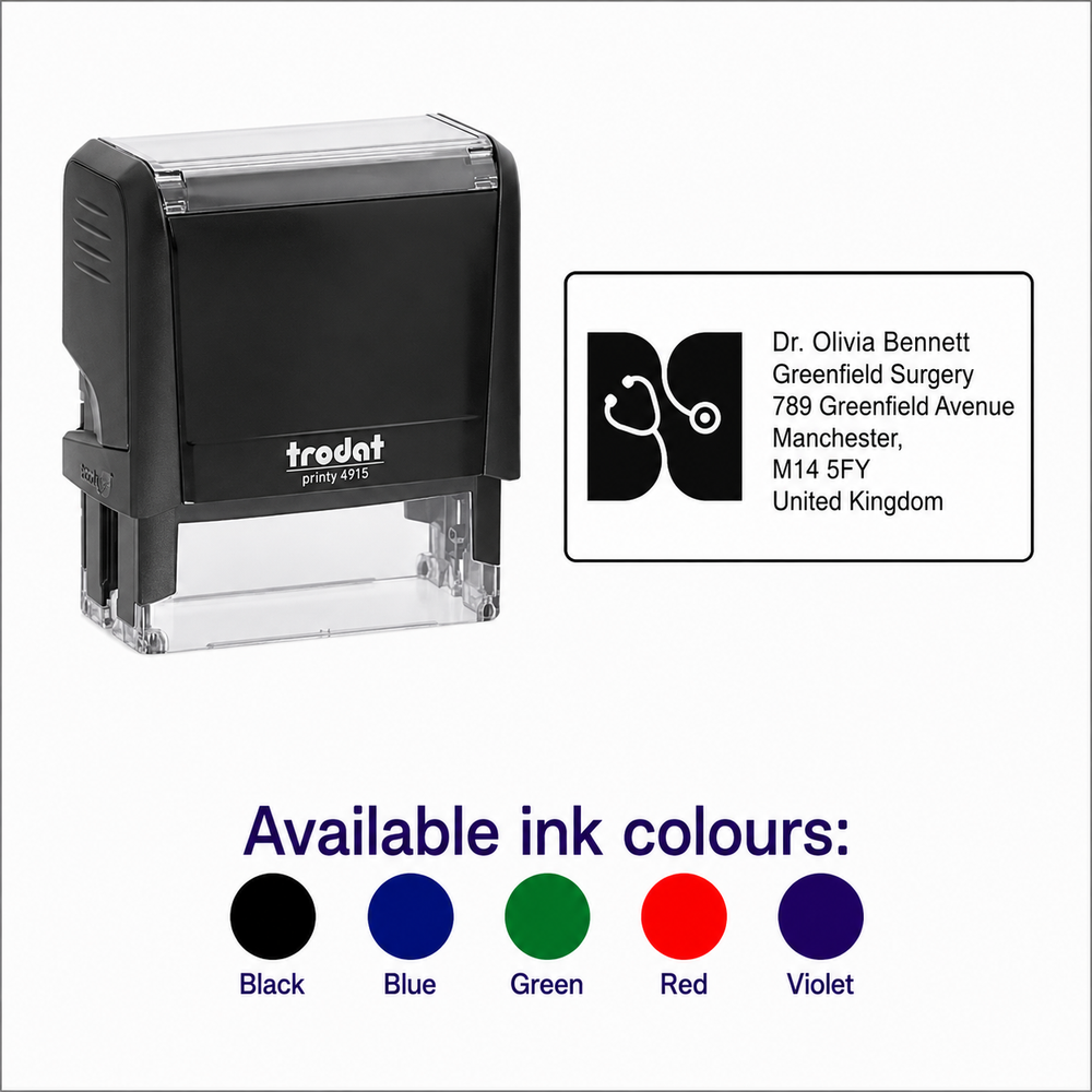 Trodat Printy 4915 | 6 Line Text & Logo Rubber Stamp | 70 x 25mm