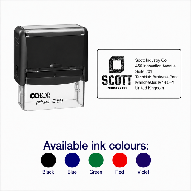Colop Printer C50 | 6 Line Text & Logo Rubber Stamp | 70 x 30mm
