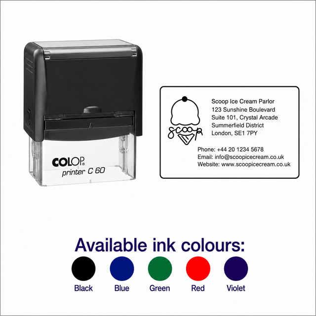 Colop Printer C60 | 8 Lines Text & Logo Rubber Stamp | 75 x 38mm