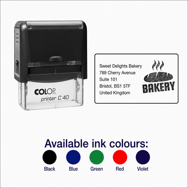 Colop Printer C40 | 5 Line Text & Logo Rubber Stamp | 57 x 21mm