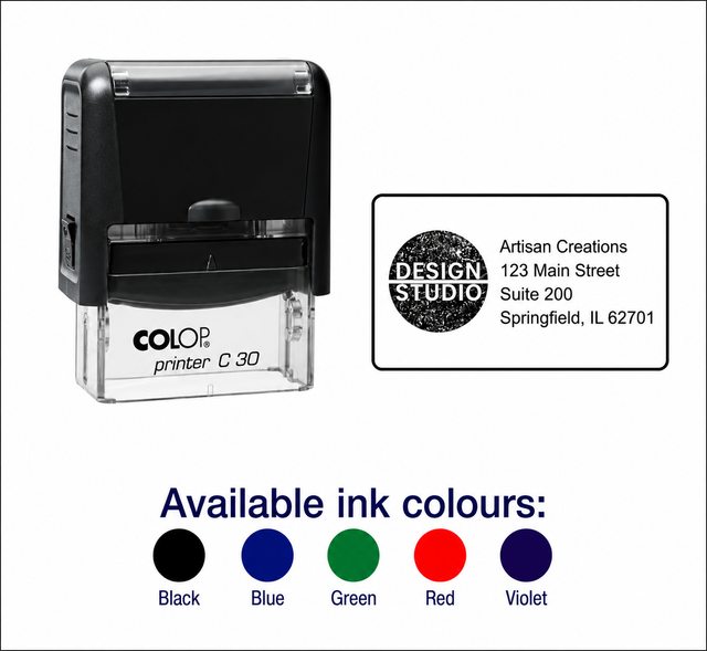 Colop Printer C30 | 4 Line Text & Logo Rubber Stamp | 47 x 17mm