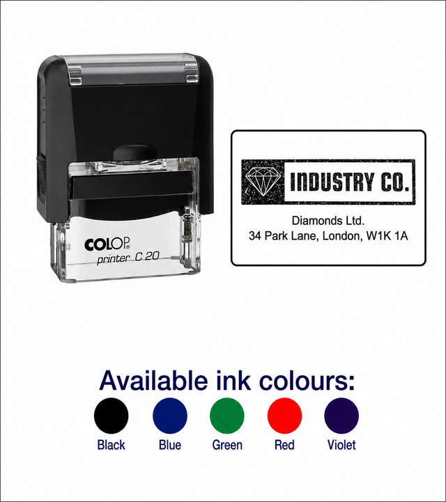 Colop Printer C20 | 3 Line Text & Logo Rubber Stamp | 37 x 13mm