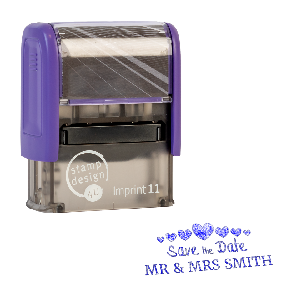 SD4U Imprint 11 | Save the Date Hearts Rubber Stamp | 37 x 13mm