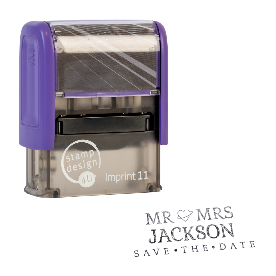 SD4U Imprint 11 | Mr & Mrs Save the Date Rubber Stamp | 37 x 13mm