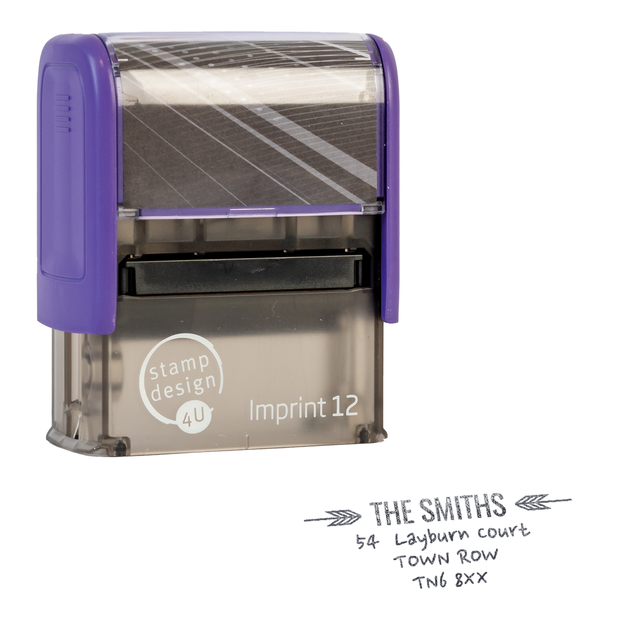SD4U Imprint 12 | Arrow Address Rubber Stamp | 47 x 17mm – Black