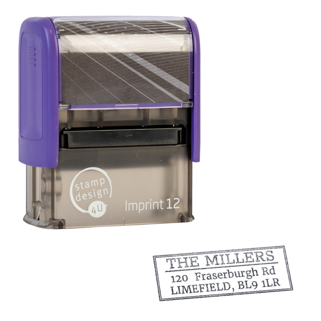 SD4U Imprint 12 | Border Address Rubber Stamp | 47 x 17mm – Black