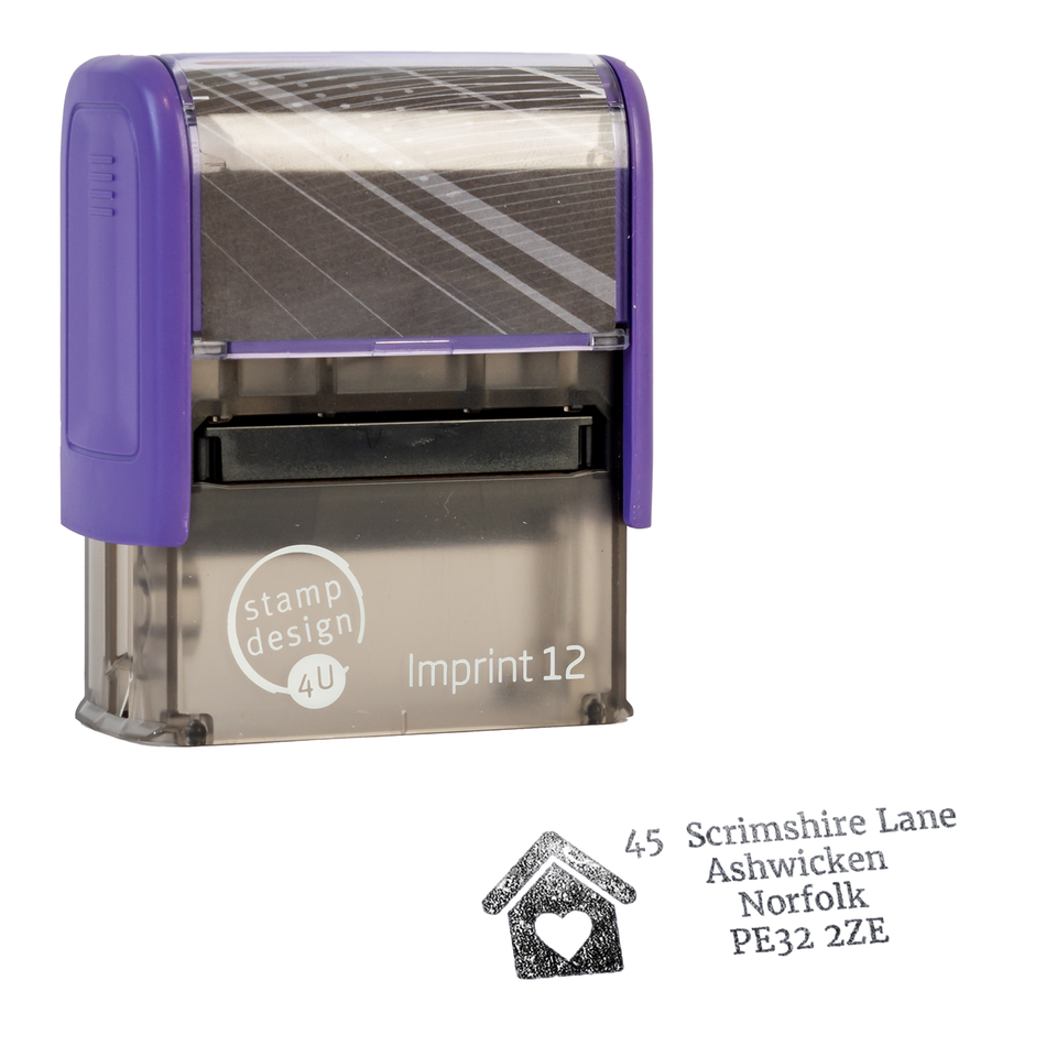 SD4U Imprint 12 | House Icon Address Rubber Stamp | 47 x 17mm