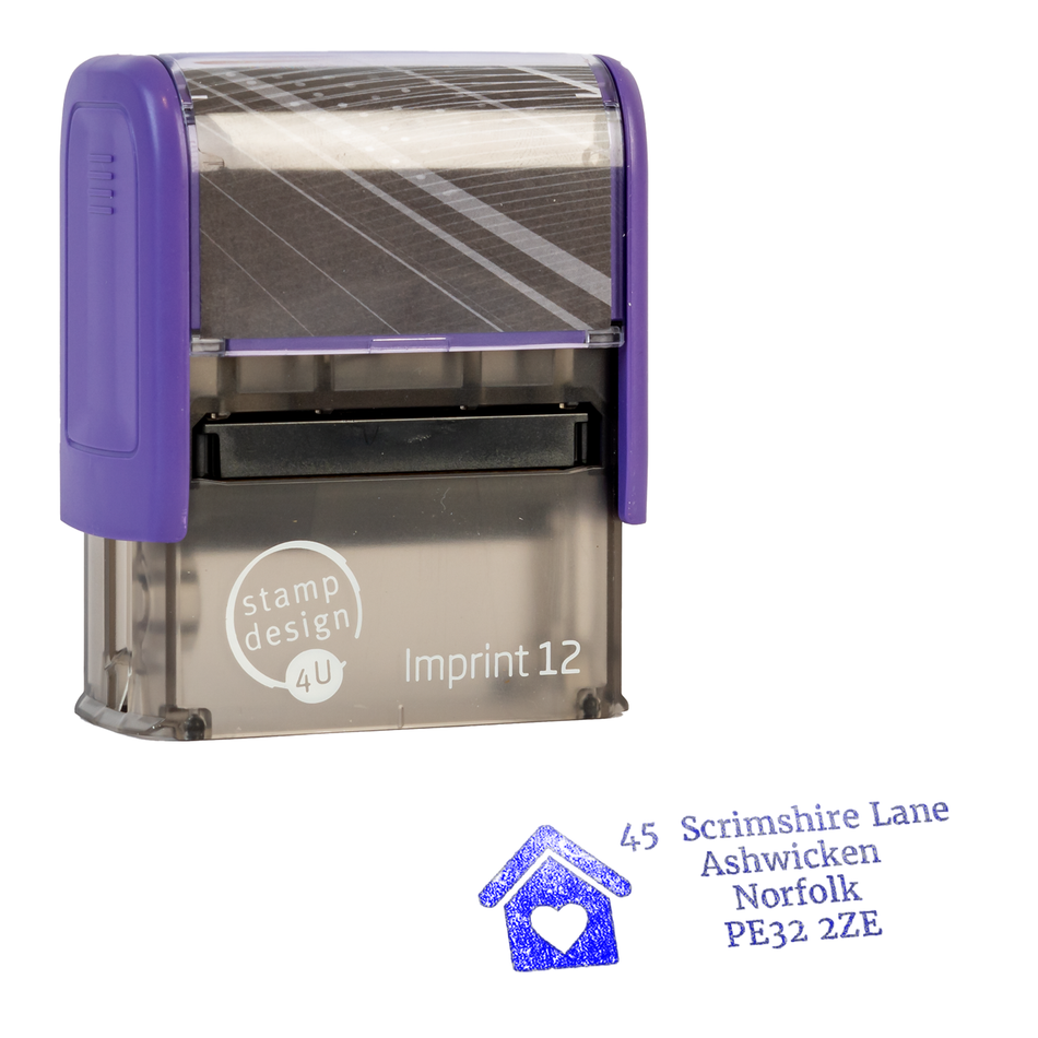 SD4U Imprint 12 | House Icon Address Rubber Stamp | 47 x 17mm