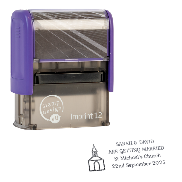 SD4U Imprint 12 | 4 Line Church Wedding Rubber Stamp | 47 x 17mm – Black