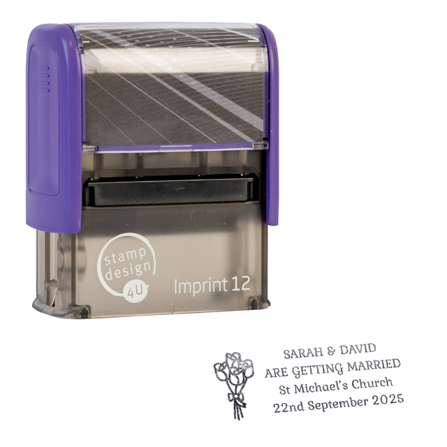 SD4U Imprint 12 | 4 Line Flowers Wedding Rubber Stamp | 47 x 17mm – Black