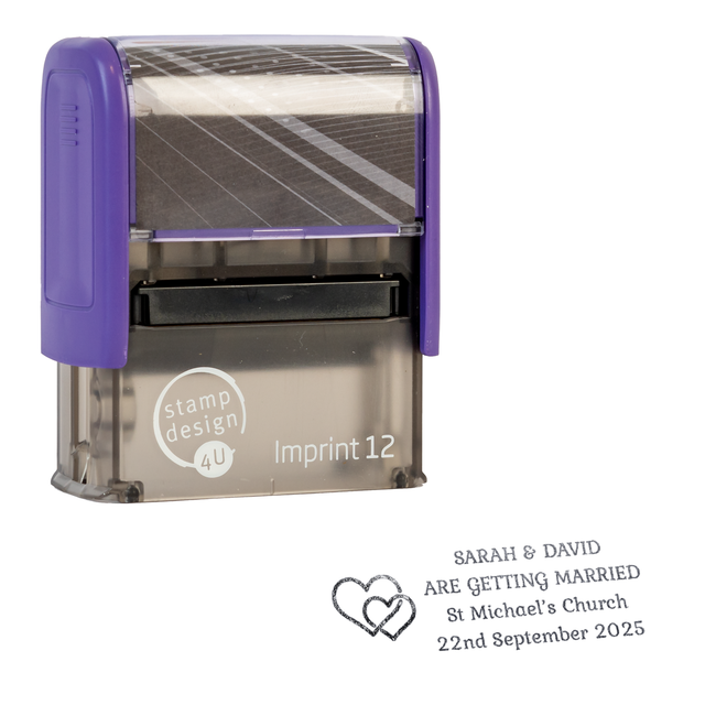SD4U Imprint 12 | 4 Line Hearts Wedding Rubber Stamp | 47 x 17mm – Black